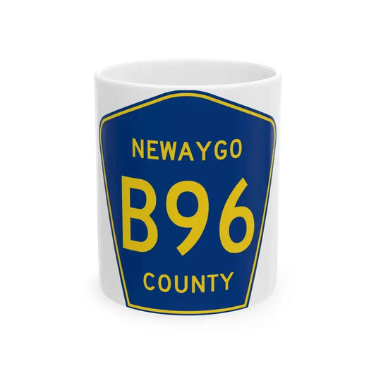 Newaygo County B-96 (Michigan) (Road Sign) White Coffee Mug 11oz - Go Mug Yourself