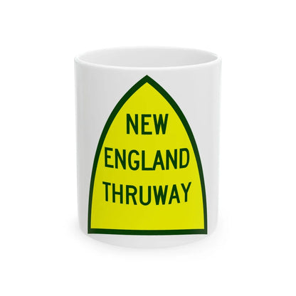 NewEngThruway (New York) (Road Sign) White Coffee Mug 11oz - Go Mug Yourself