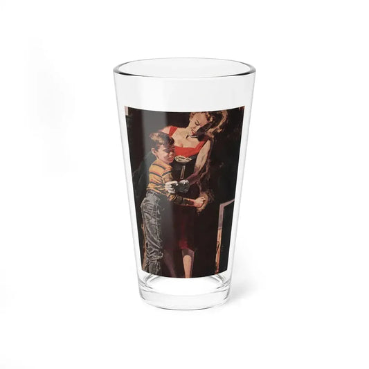 Next Door (2), Cosmopolitan, April 1955 (Magazine Illustration) Pint Glass 16oz 16oz - Go Mug Yourself