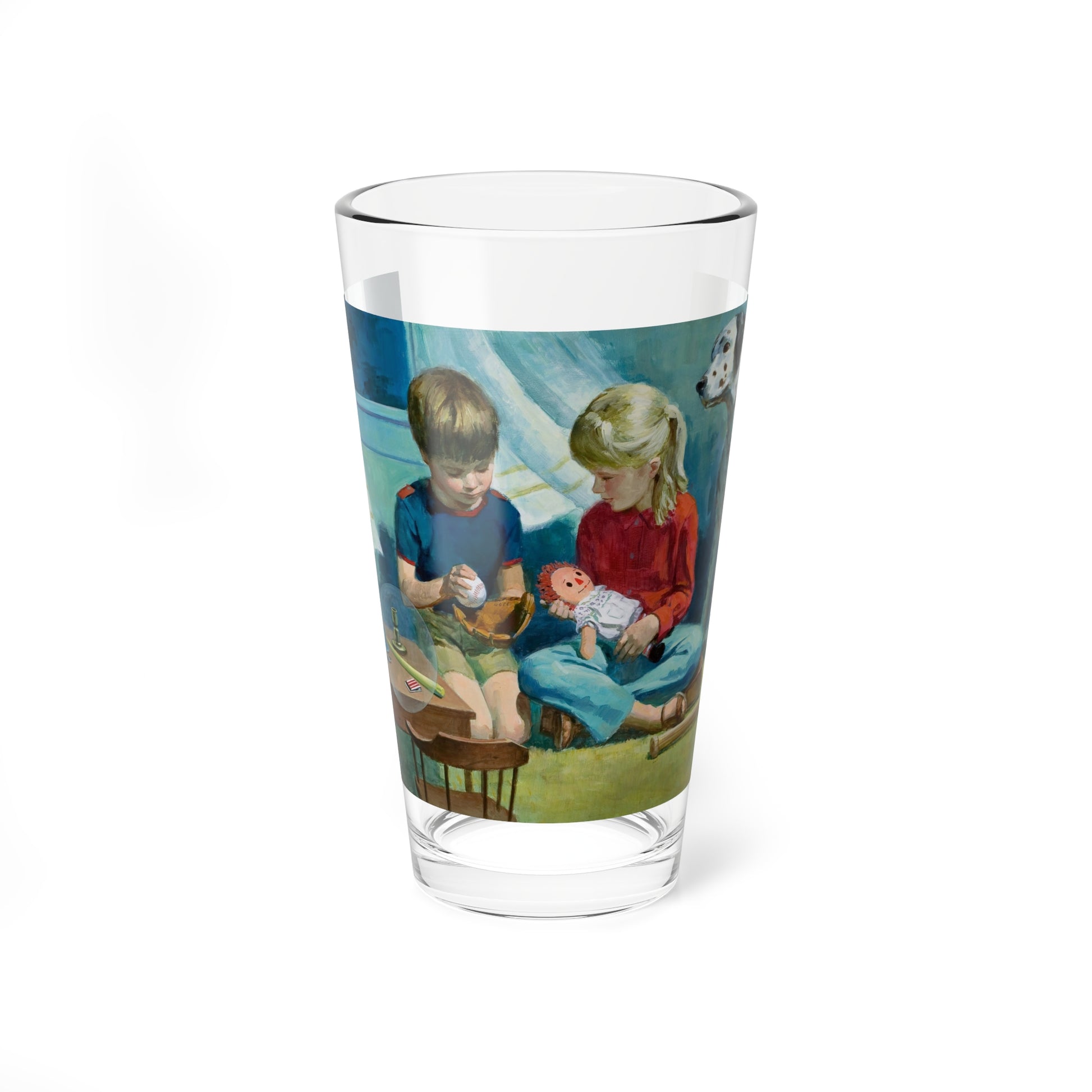 NFPA- Boy and Girl Playing (Magazine Illustration) Pint Glass 16oz-16oz-Go Mug Yourself