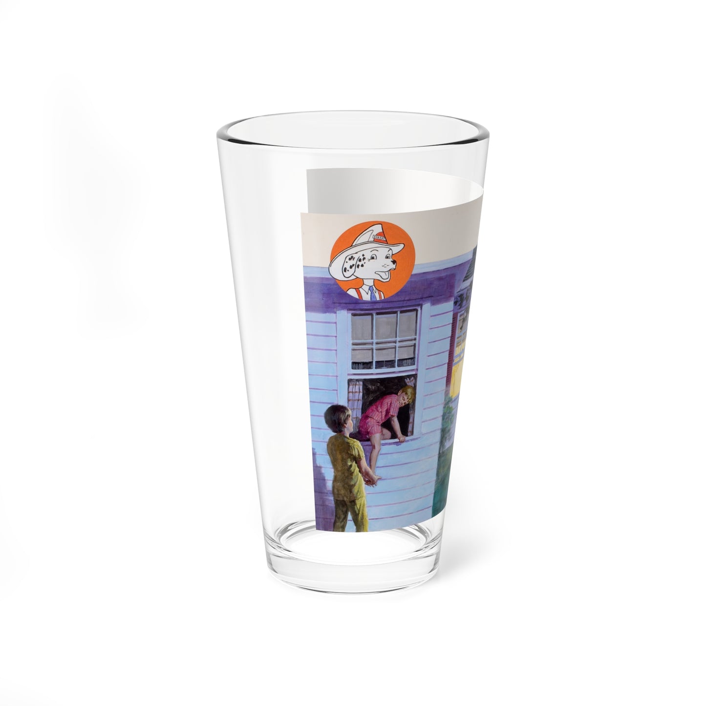 NFPA- Family Nighttime Fire Drill (Magazine Illustration) Pint Glass 16oz-Go Mug Yourself