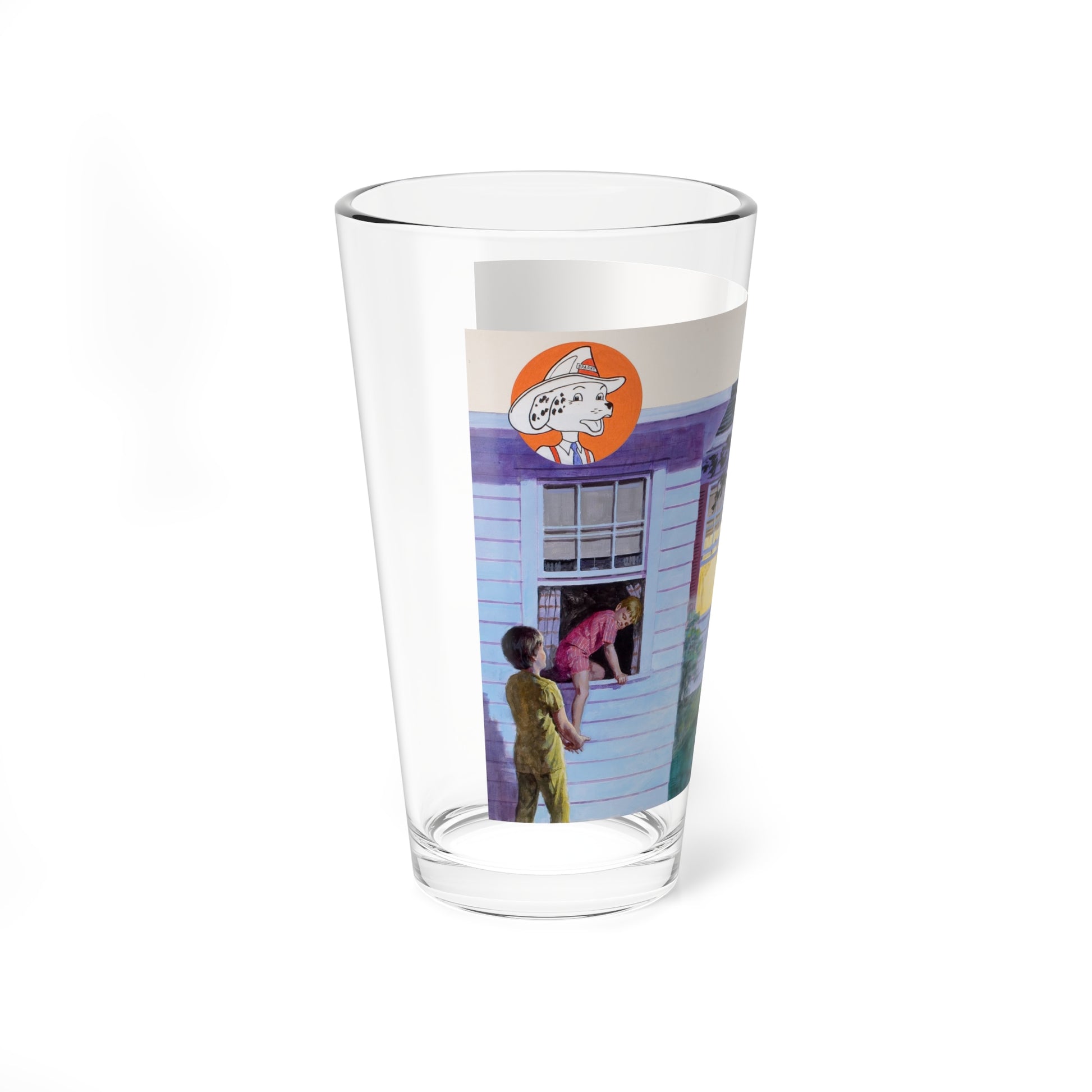 NFPA- Family Nighttime Fire Drill (Magazine Illustration) Pint Glass 16oz-Go Mug Yourself