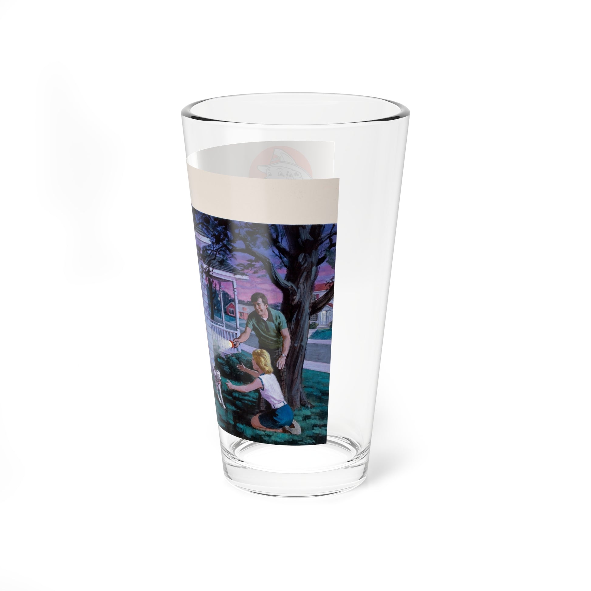 NFPA- Family Nighttime Fire Drill (Magazine Illustration) Pint Glass 16oz-Go Mug Yourself