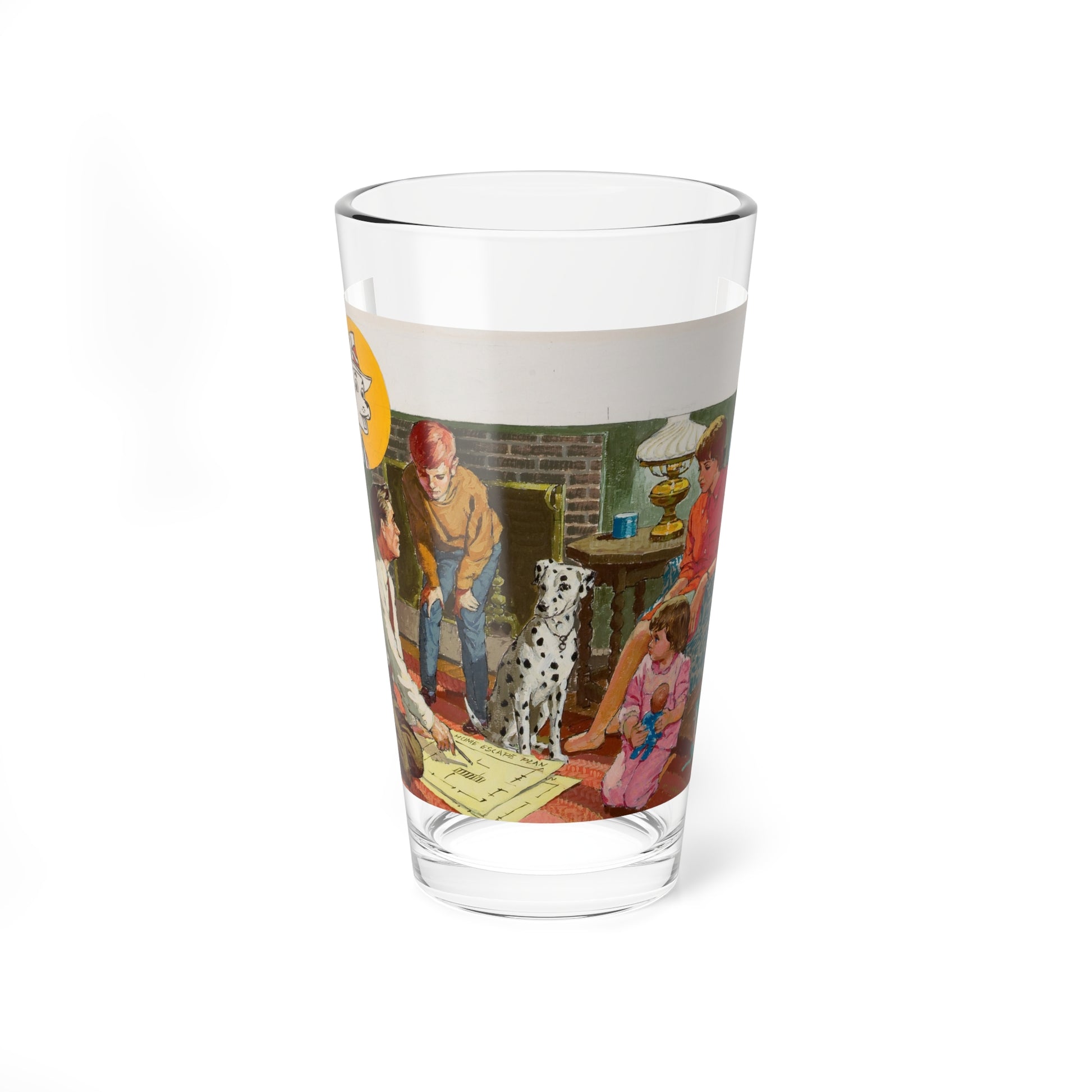 NFPA - Sparky, The Home Escape Plan (1) (Magazine Illustration) Pint Glass 16oz-16oz-Go Mug Yourself