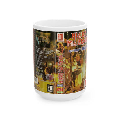 NICKO MCBRAIN RYTHMS OF THE BEAST (VHS COVER) - White Coffee Mug-15oz-Go Mug Yourself