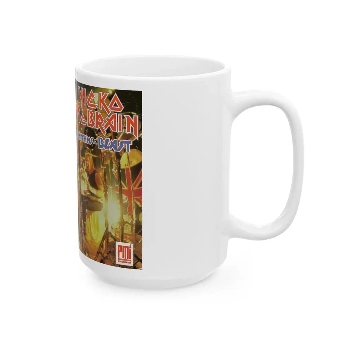 NICKO MCBRAIN RYTHMS OF THE BEAST (VHS COVER) - White Coffee Mug - Go Mug Yourself
