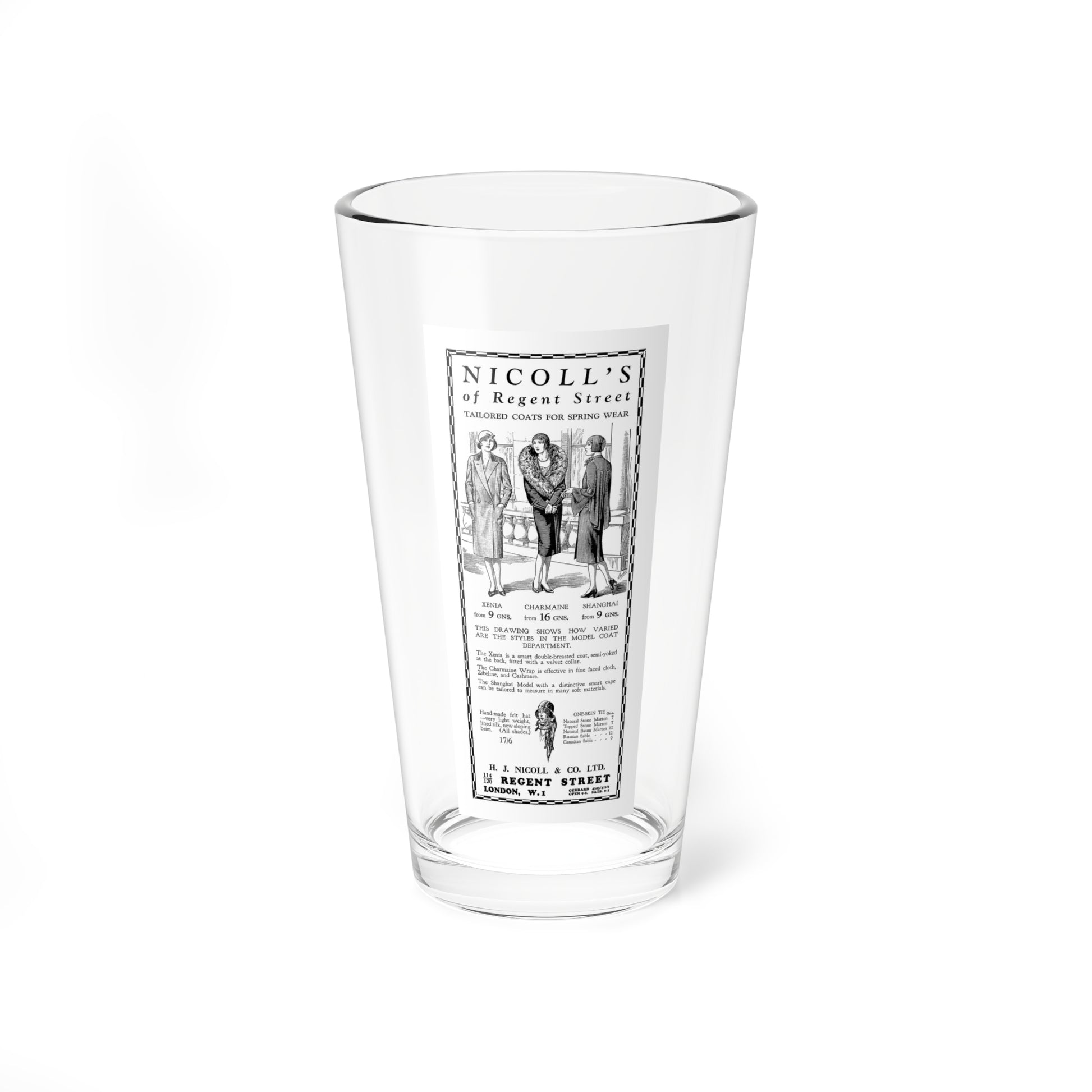 Nicoll's of Regent Street, advertisement, 1930 (Magazine Illustration) Pint Glass 16oz-16oz-Go Mug Yourself