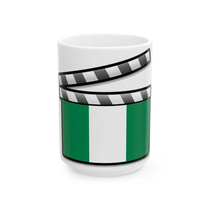 Nigeria film clapperboard (Niger) White Coffee Mug 15oz - Go Mug Yourself