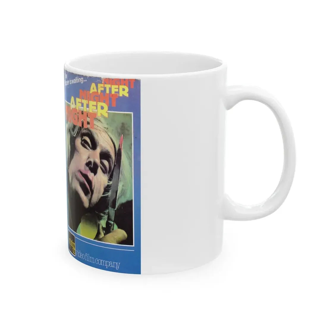 NIGHT AFTER NIGHT AFTER NIGHT (VHS COVER) - White Coffee Mug - Go Mug Yourself