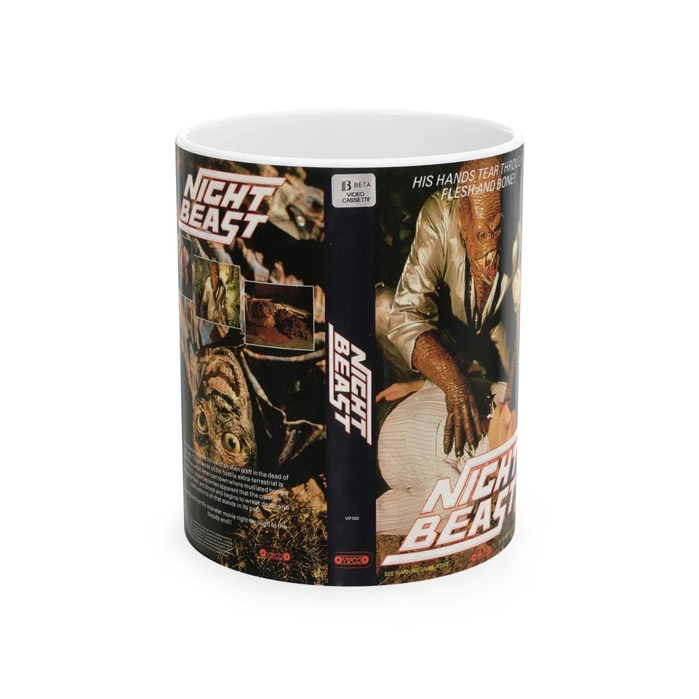 NIGHT BEAST (VHS COVER) - White Coffee Mug-11oz-Go Mug Yourself