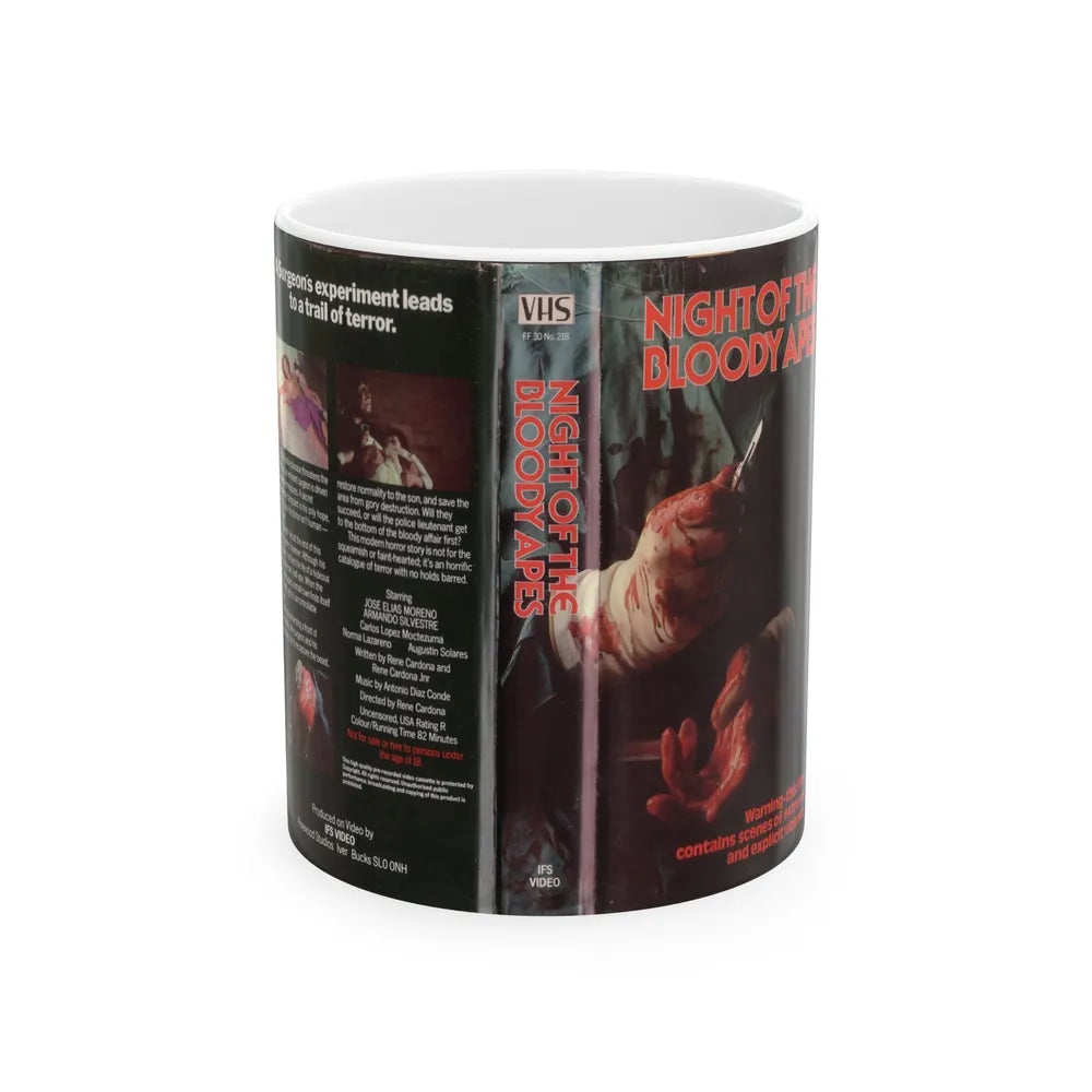 NIGHT OF THE BLOODY APES IFS VIDEO (VHS COVER) - White Coffee Mug-11oz-Go Mug Yourself