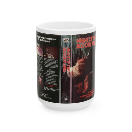NIGHT OF THE BLOODY APES IFS VIDEO (VHS COVER) - White Coffee Mug 15oz - Go Mug Yourself
