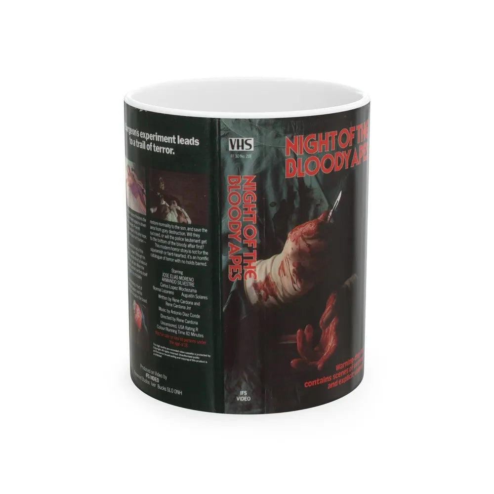 NIGHT OF THE BLOODY APES (VHS COVER) - White Coffee Mug-11oz-Go Mug Yourself