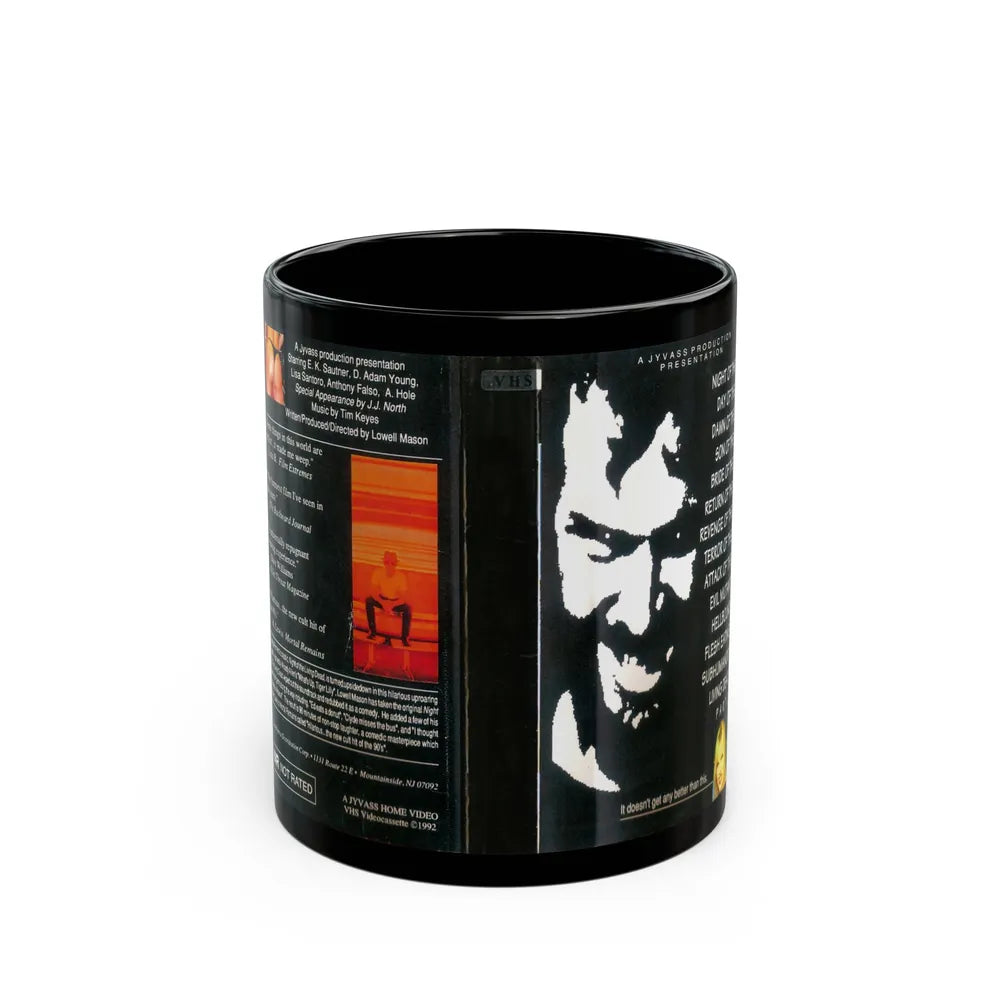 NIGHT OF THE DAWN OF THE SON OF THE BRIDE OF THE RETURN OF THE REVENGE OF THE TERROR OF THE ATTACK OF THE EVIL MUTANT HELLBOUND FLESH EATING SUBHUMANOID LIVING DEAD PART 2 (VHS COVER) - Black Coffee Mug-11oz-Go Mug Yourself