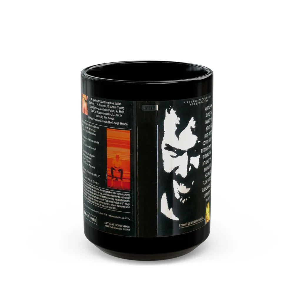 NIGHT OF THE DAWN OF THE SON OF THE BRIDE OF THE RETURN OF THE REVENGE OF THE TERROR OF THE ATTACK OF THE EVIL MUTANT HELLBOUND FLESH EATING SUBHUMANOID LIVING DEAD PART 2 (VHS COVER) - Black Coffee Mug-15oz-Go Mug Yourself