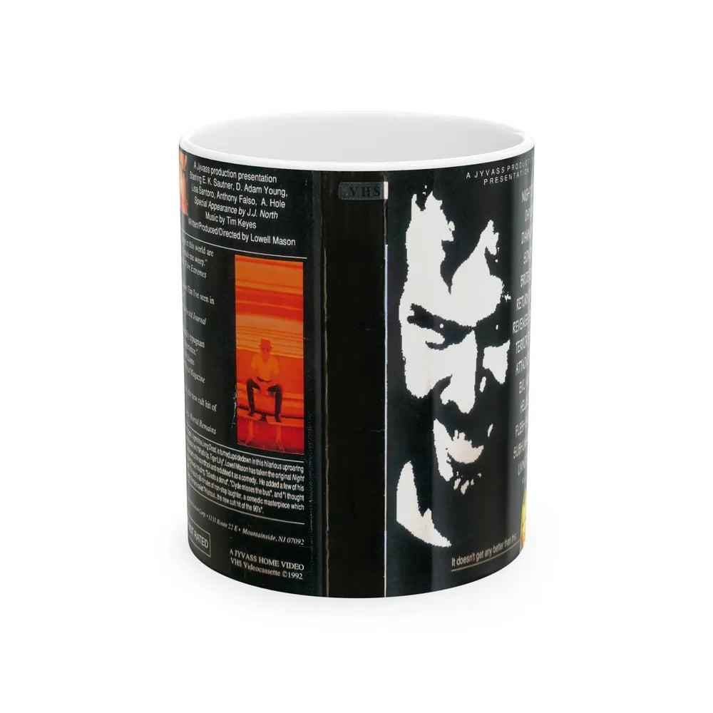 NIGHT OF THE DAWN OF THE SON OF THE BRIDE OF THE RETURN OF THE REVENGE OF THE TERROR OF THE ATTACK OF THE EVIL MUTANT HELLBOUND FLESH EATING SUBHUMANOID LIVING DEAD PART 2 (VHS COVER) - White Coffee Mug-11oz-Go Mug Yourself