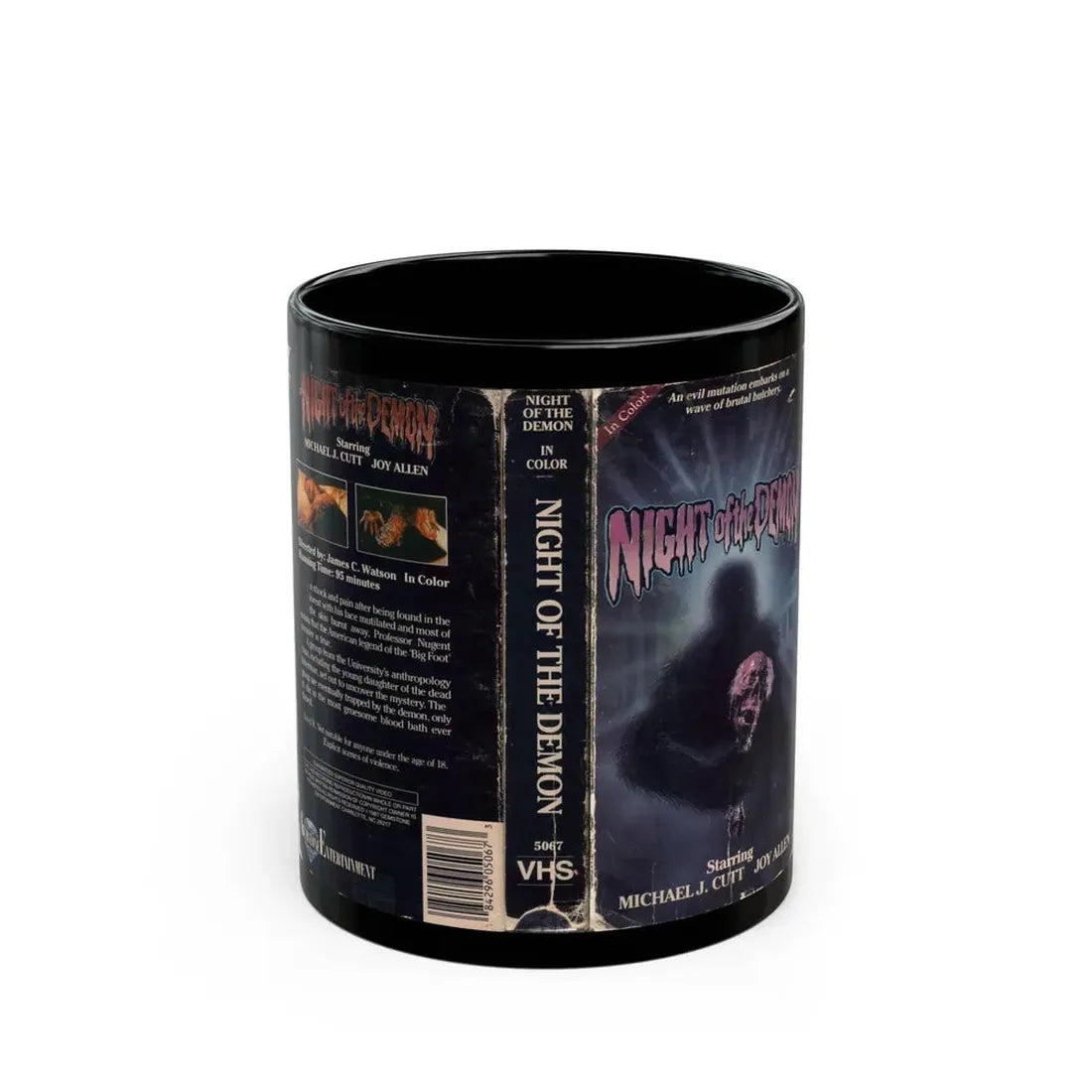 NIGHT OF THE DEMON MICHAEL J CUTT (VHS COVER) - Black Coffee Mug 11oz - Go Mug Yourself