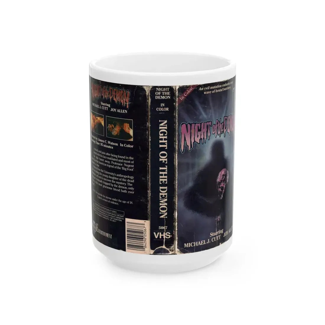 NIGHT OF THE DEMON MICHAEL J CUTT (VHS COVER) - White Coffee Mug 15oz - Go Mug Yourself