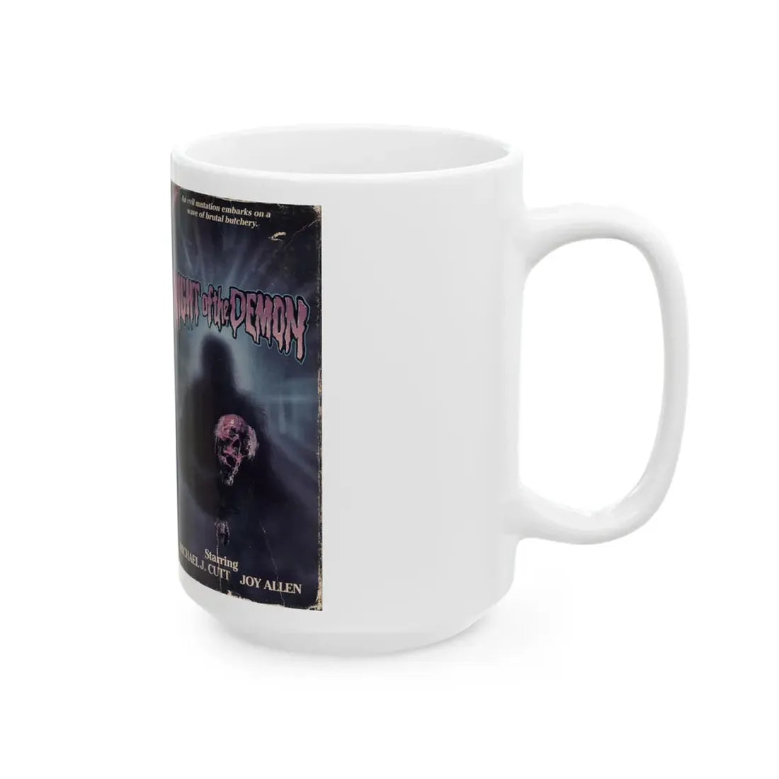 NIGHT OF THE DEMON MICHAEL J CUTT (VHS COVER) - White Coffee Mug - Go Mug Yourself