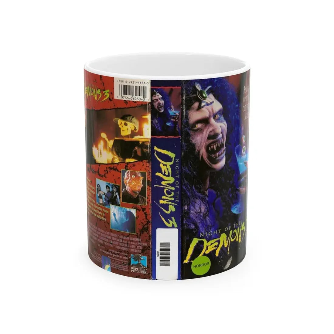 NIGHT OF THE DEMONS 3 REPUBLIC PICTURES (VHS COVER) - White Coffee Mug 11oz - Go Mug Yourself
