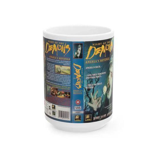 NIGHT OF THE DEMONS (VHS COVER) - White Coffee Mug 15oz - Go Mug Yourself