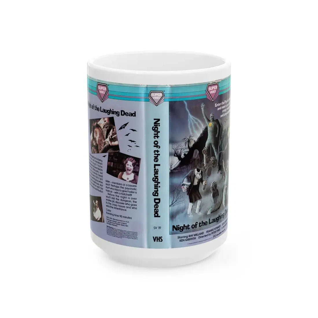 NIGHT OF THE LAUGHING DEAD (VHS COVER) - White Coffee Mug 15oz - Go Mug Yourself