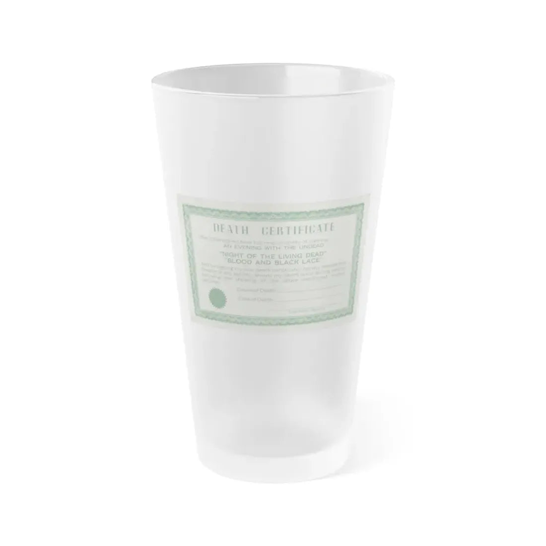NIGHT OF THE LIVING DEAD + BLOOD AND BLACK LACE 1968 Movie Poster - Frosted Pint Glass 16oz 16oz Frosted - Go Mug Yourself