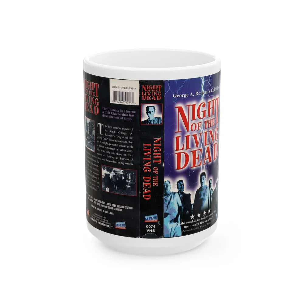 NIGHT OF THE LIVING DEAD CULT CLASSIC (VHS COVER) - White Coffee Mug-15oz-Go Mug Yourself