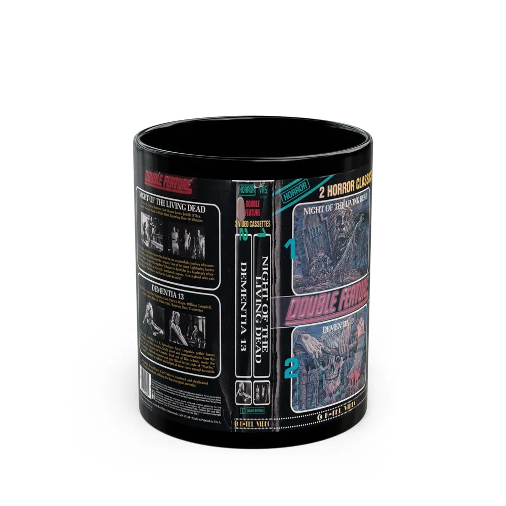 NIGHT OF THE LIVING DEAD DEMENTIA 13 DOUBLE FEATURE (VHS COVER) - Black Coffee Mug-11oz-Go Mug Yourself