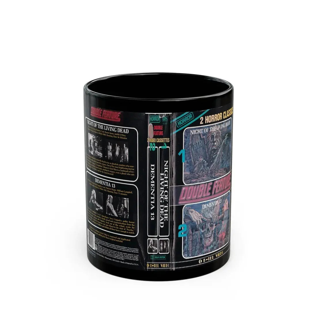 NIGHT OF THE LIVING DEAD DEMENTIA 13 DOUBLE FEATURE (VHS COVER) - Black Coffee Mug 11oz - Go Mug Yourself