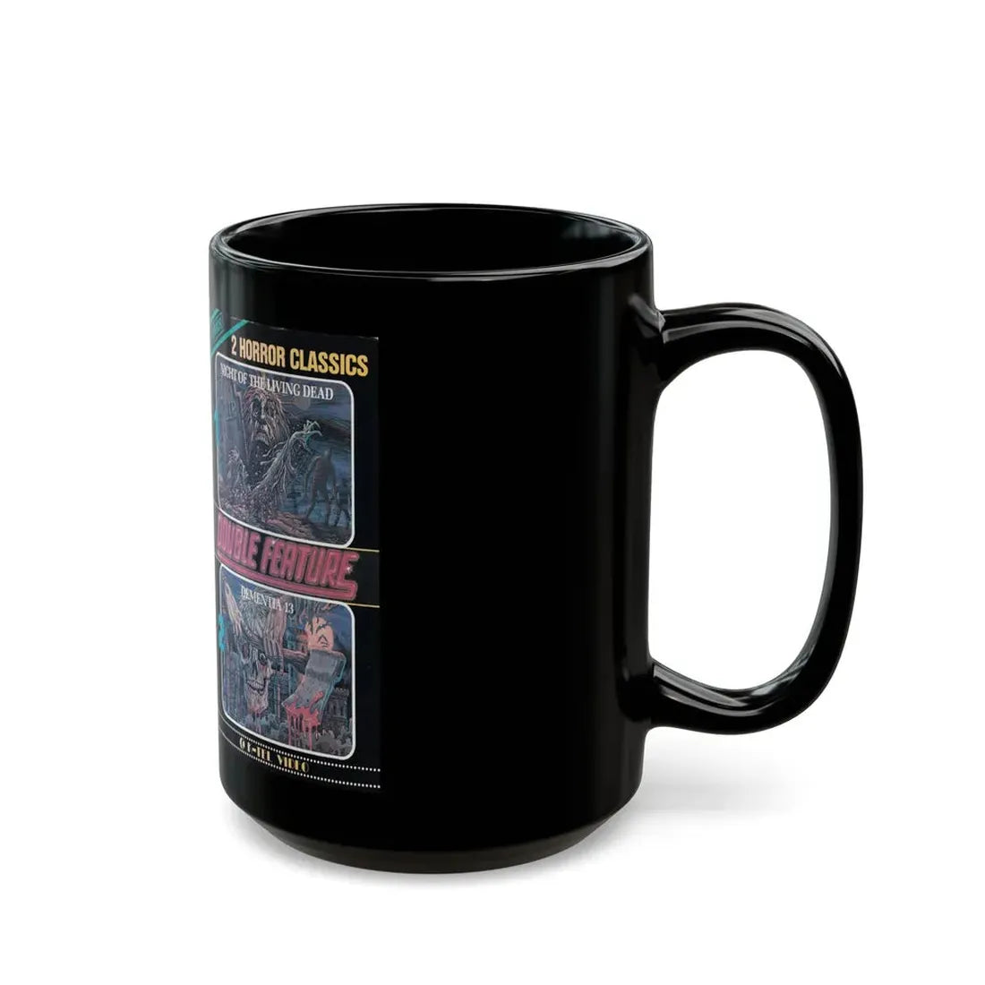NIGHT OF THE LIVING DEAD DEMENTIA 13 DOUBLE FEATURE (VHS COVER) - Black Coffee Mug - Go Mug Yourself