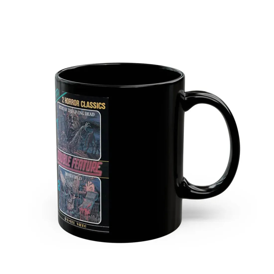 NIGHT OF THE LIVING DEAD DEMENTIA 13 DOUBLE FEATURE (VHS COVER) - Black Coffee Mug - Go Mug Yourself