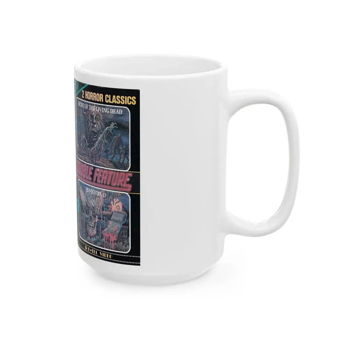 NIGHT OF THE LIVING DEAD DEMENTIA 13 DOUBLE FEATURE (VHS COVER) - White Coffee Mug - Go Mug Yourself