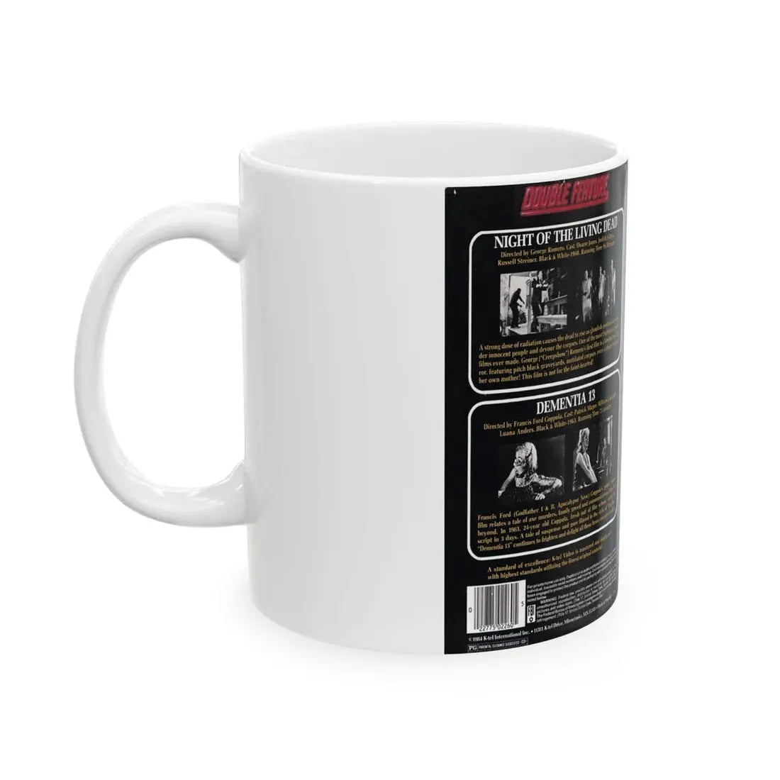 NIGHT OF THE LIVING DEAD DEMENTIA 13 DOUBLE FEATURE (VHS COVER) - White Coffee Mug - Go Mug Yourself