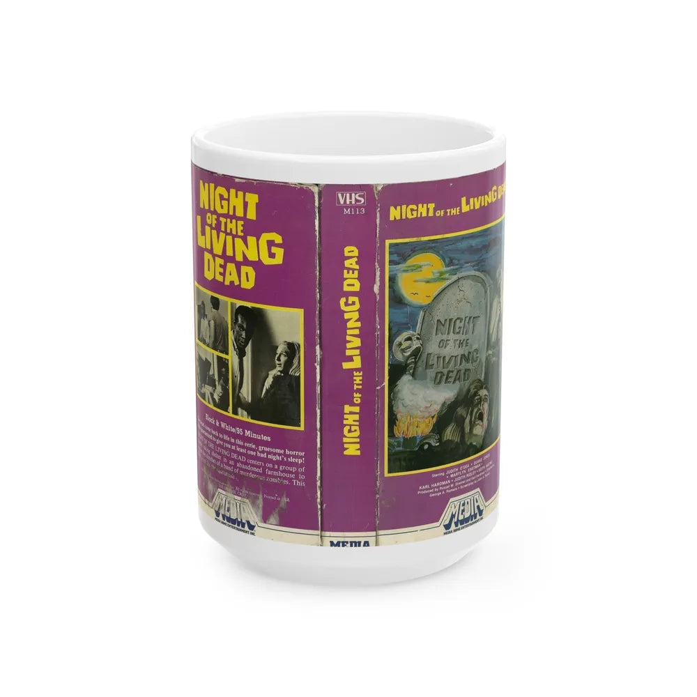 NIGHT OF THE LIVING DEAD MEDIA (VHS COVER) - White Coffee Mug-15oz-Go Mug Yourself