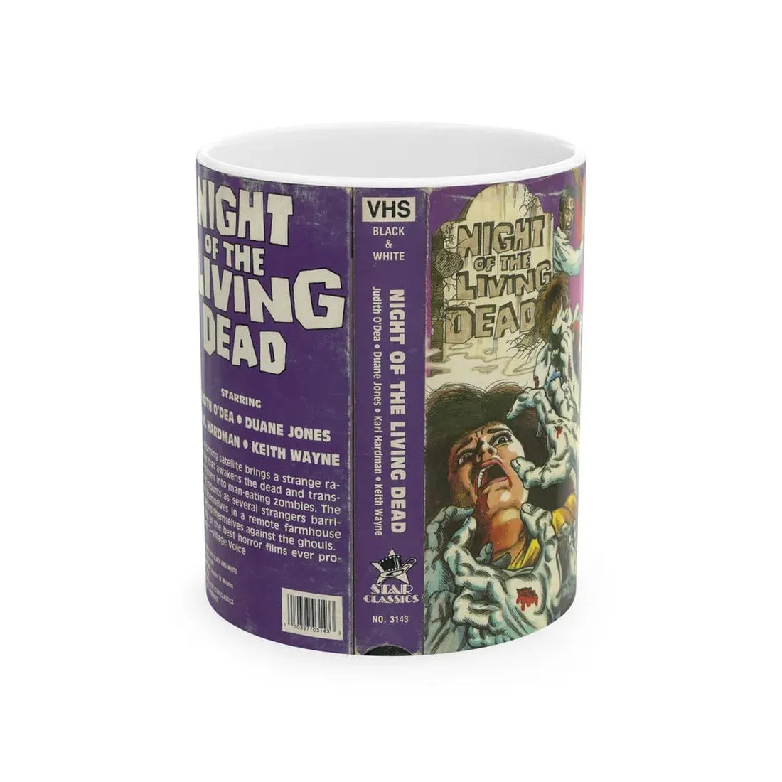 NIGHT OF THE LIVING DEAD STAR CLASSICS (VHS COVER) - White Coffee Mug 11oz - Go Mug Yourself