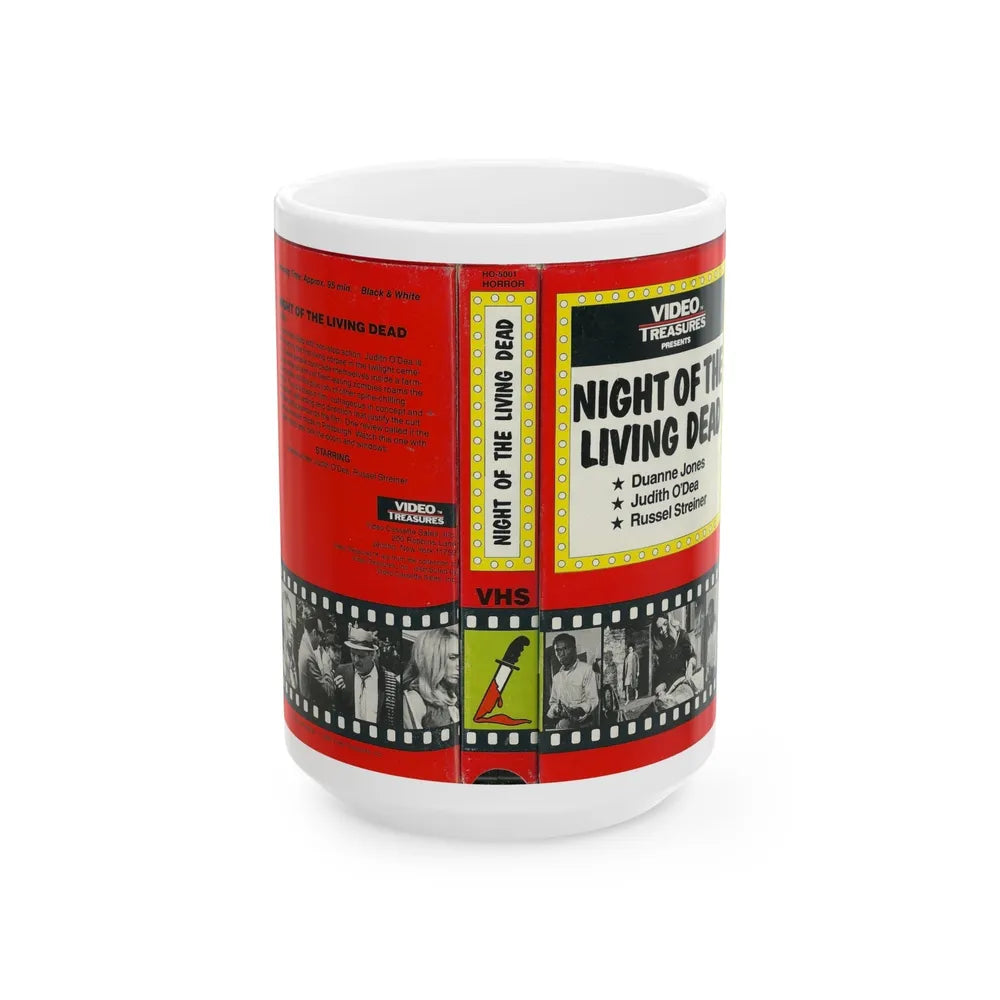 NIGHT OF THE LIVING DEAD VIDEO TREASURES (VHS COVER) - White Coffee Mug-15oz-Go Mug Yourself