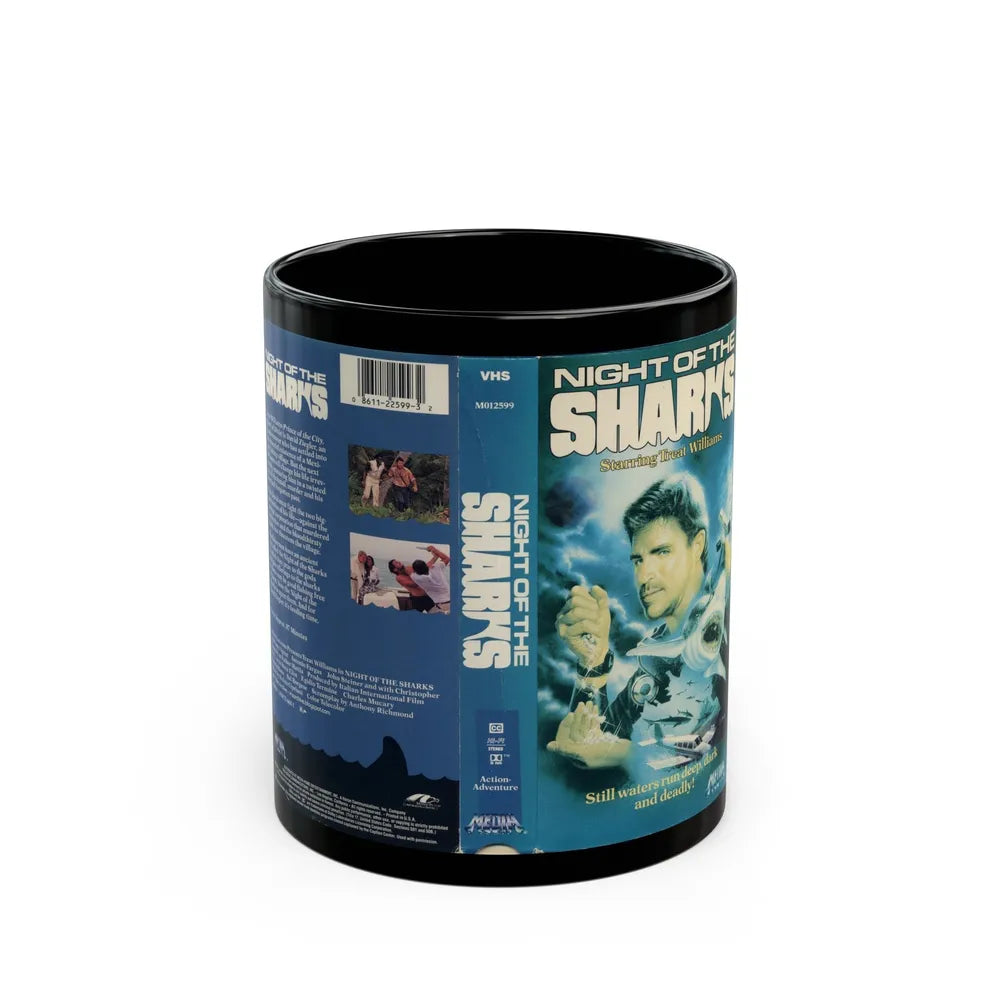 NIGHT OF THE SHARKS (VHS COVER) - Black Coffee Mug-11oz-Go Mug Yourself