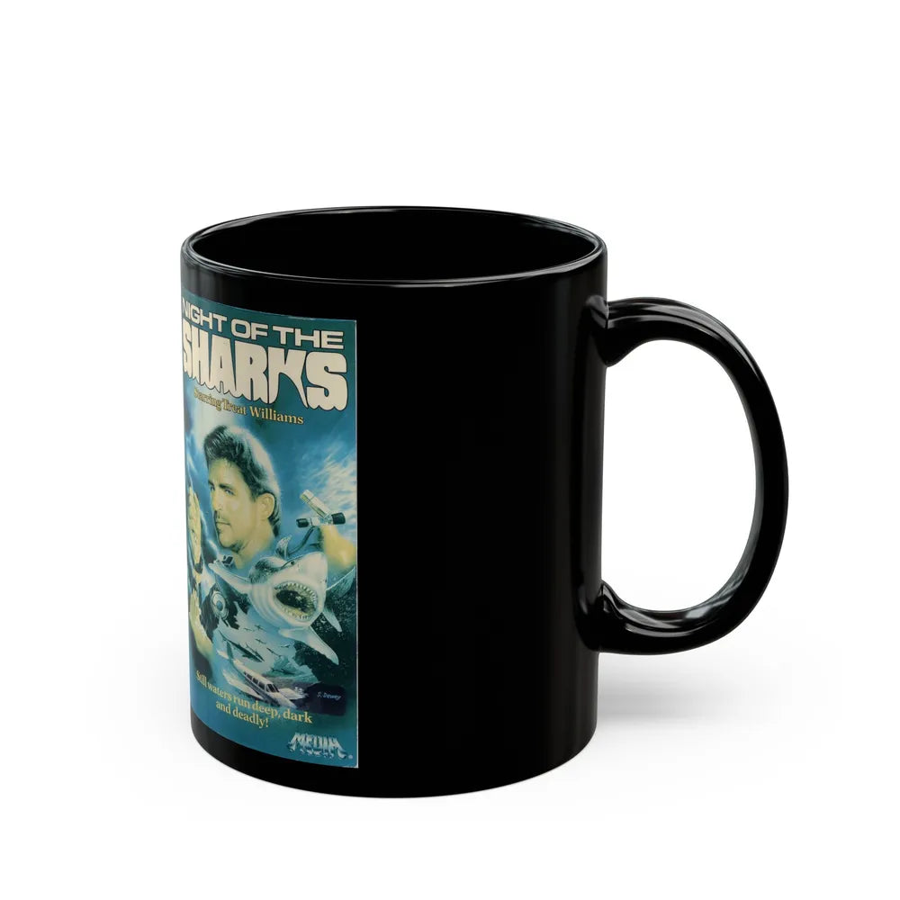 NIGHT OF THE SHARKS (VHS COVER) - Black Coffee Mug-Go Mug Yourself