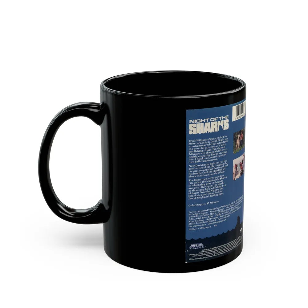 NIGHT OF THE SHARKS (VHS COVER) - Black Coffee Mug-Go Mug Yourself