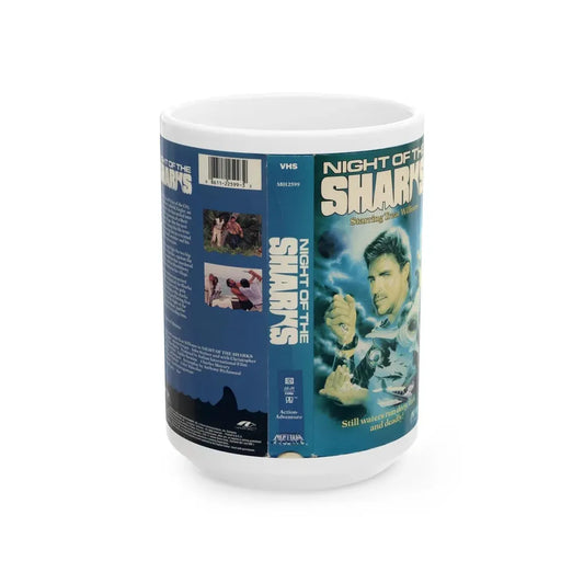 NIGHT OF THE SHARKS (VHS COVER) - White Coffee Mug 15oz - Go Mug Yourself