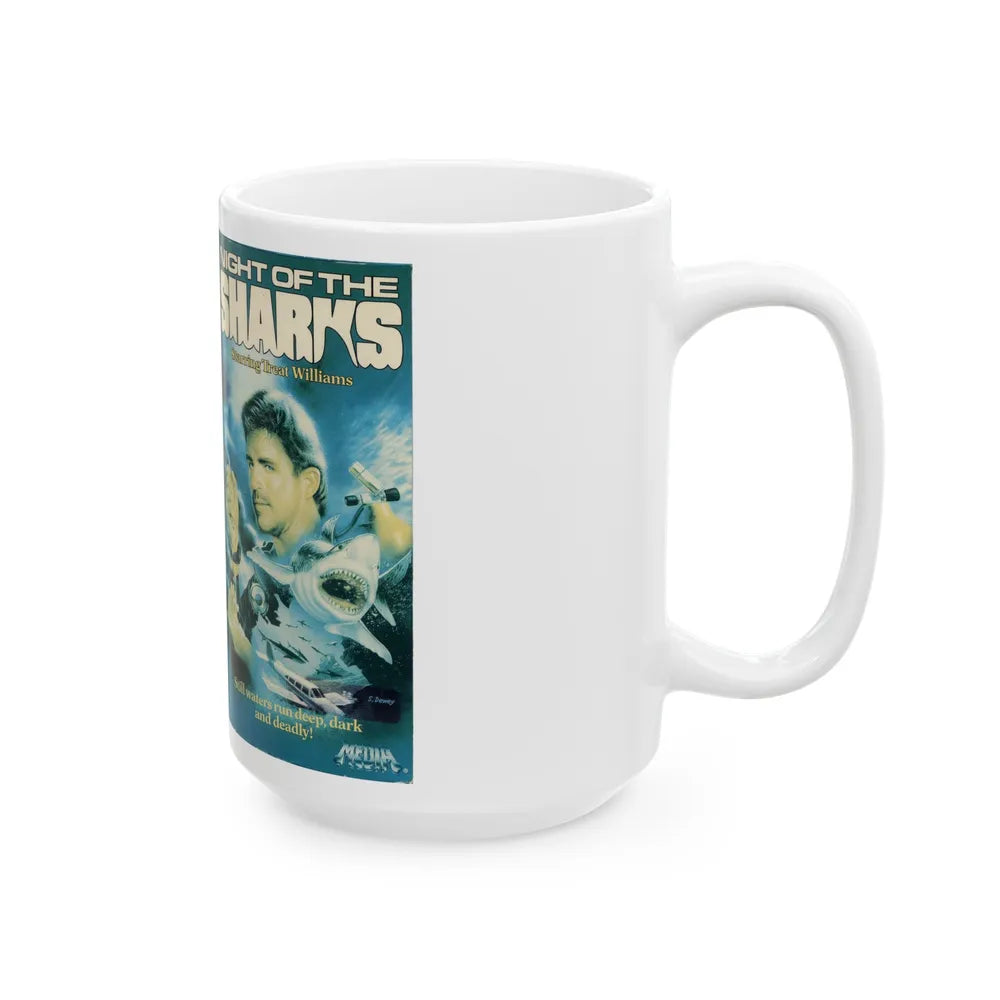 NIGHT OF THE SHARKS (VHS COVER) - White Coffee Mug-Go Mug Yourself