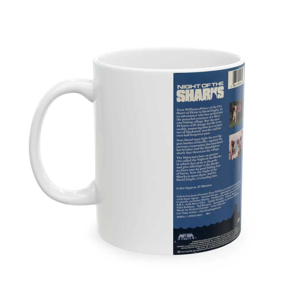 NIGHT OF THE SHARKS (VHS COVER) - White Coffee Mug-Go Mug Yourself