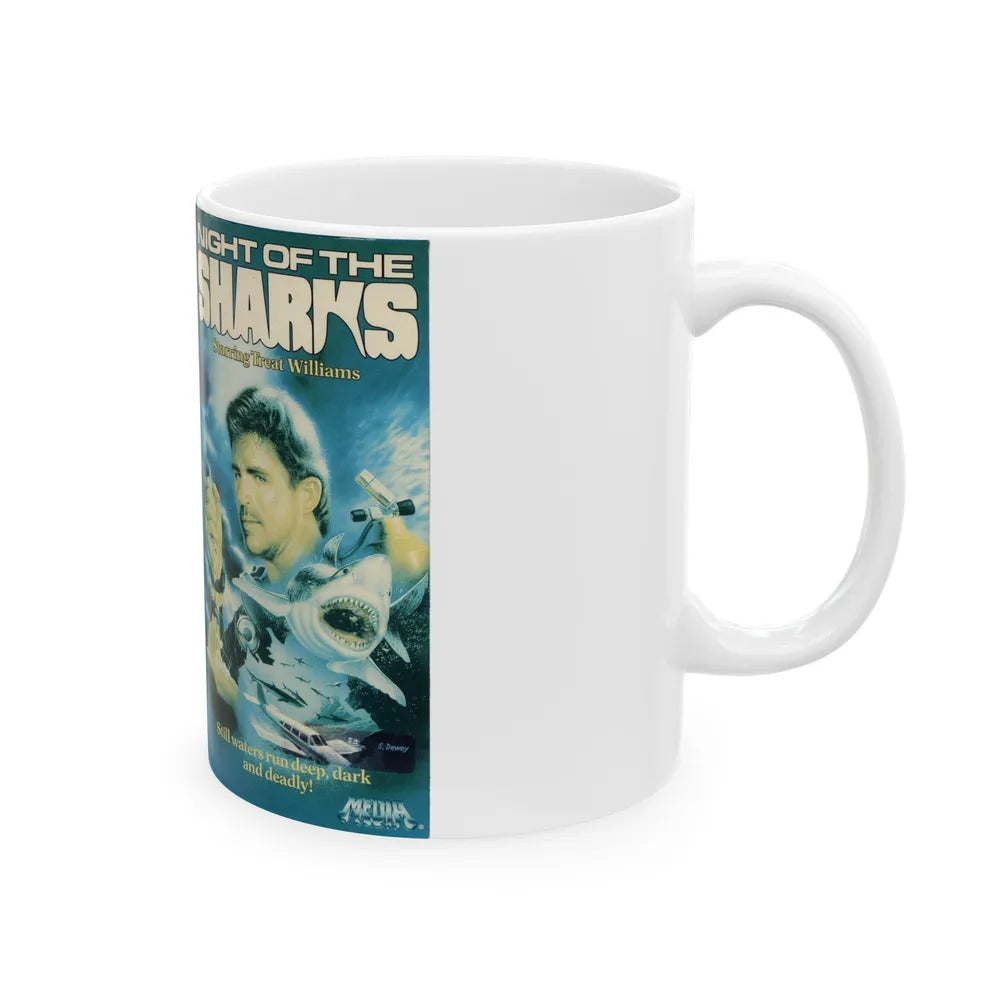 NIGHT OF THE SHARKS (VHS COVER) - White Coffee Mug-Go Mug Yourself