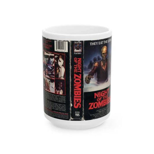 NIGHT OF THE ZOMBIES (VHS COVER) - White Coffee Mug 15oz - Go Mug Yourself