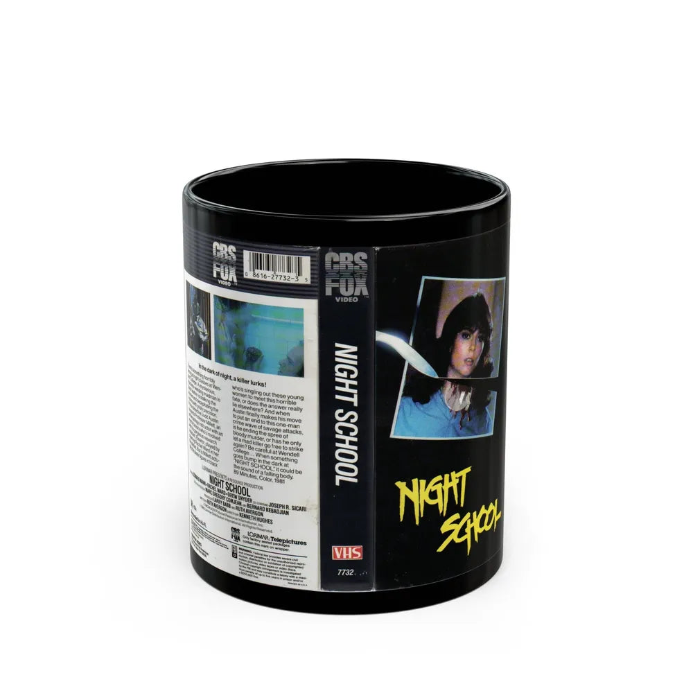 NIGHT SCHOOL CBS FOX (VHS COVER) - Black Coffee Mug-11oz-Go Mug Yourself