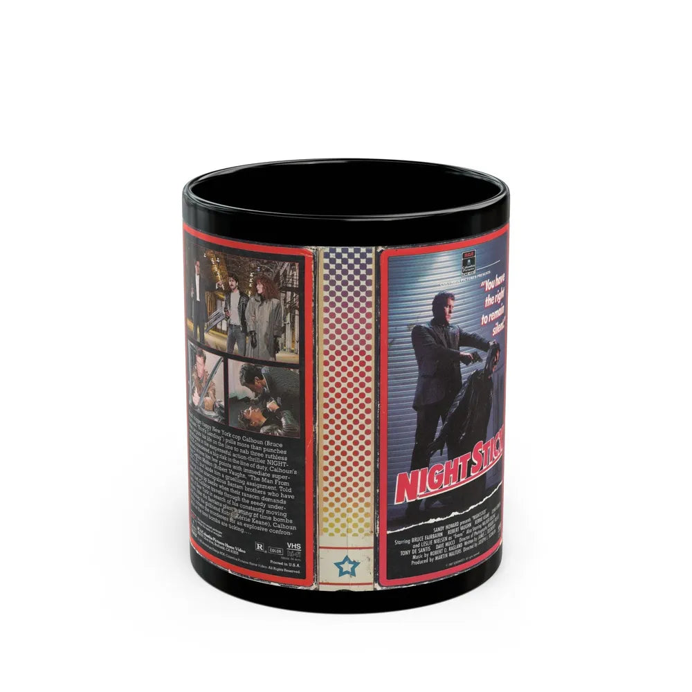 NIGHT STICK (VHS COVER) - Black Coffee Mug-11oz-Go Mug Yourself