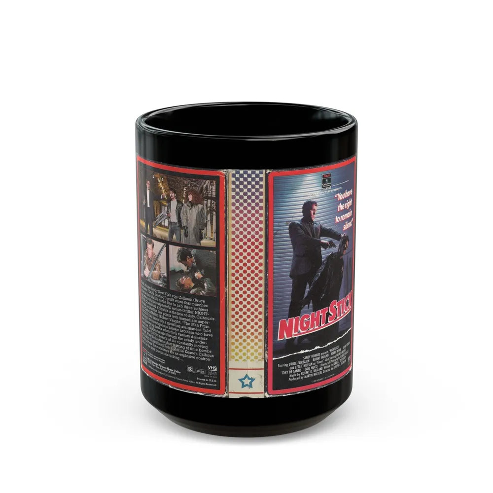 NIGHT STICK (VHS COVER) - Black Coffee Mug-15oz-Go Mug Yourself