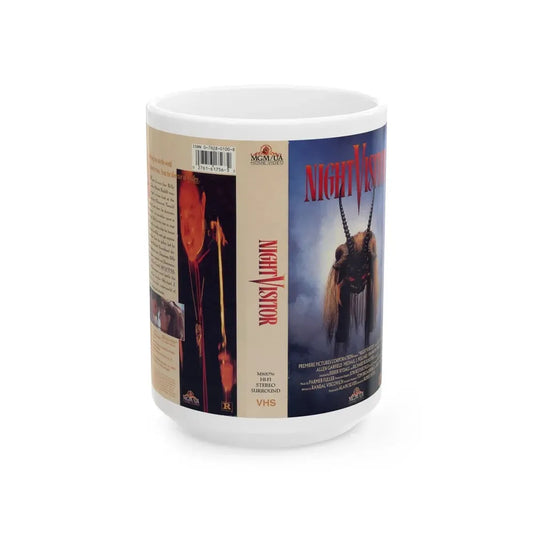 NIGHT VISITOR (VHS COVER) - White Coffee Mug 15oz - Go Mug Yourself