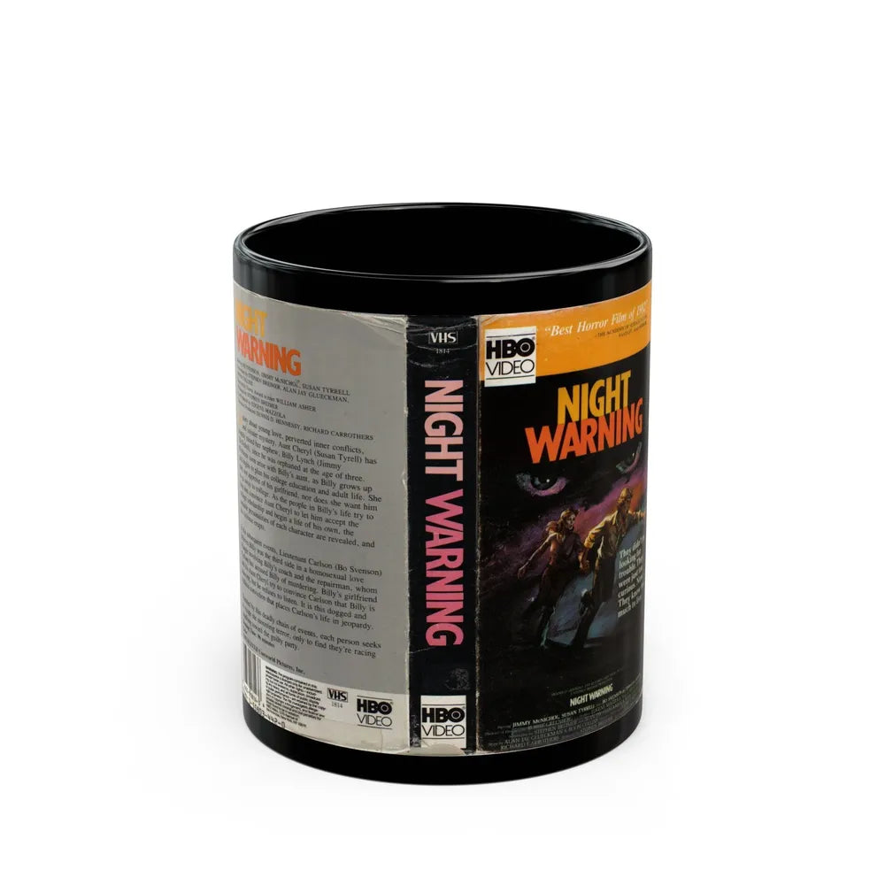 NIGHT WARNING (VHS COVER) - Black Coffee Mug-11oz-Go Mug Yourself